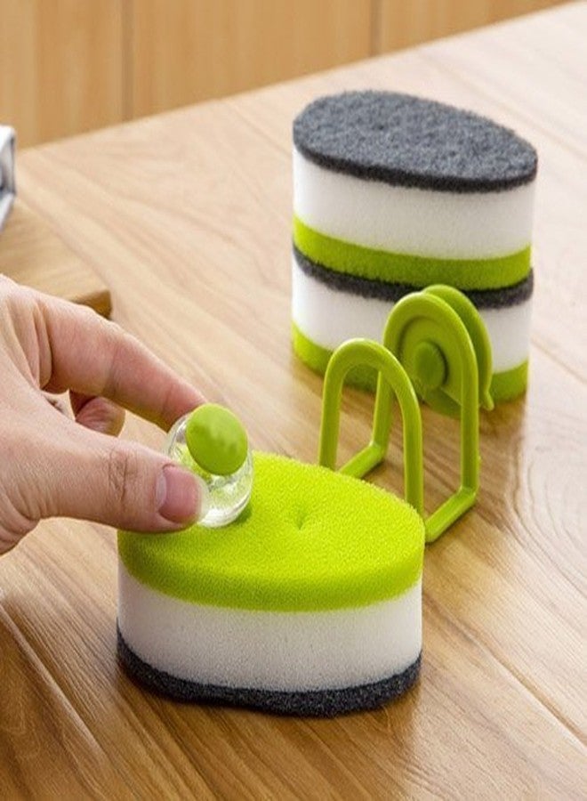 CPEX Pack of 3 Triple Layer Soapy-Sponge Self Release Dish Wash Liquid Scouring Sponge with Soap-Dispensing Capsule - Image 1